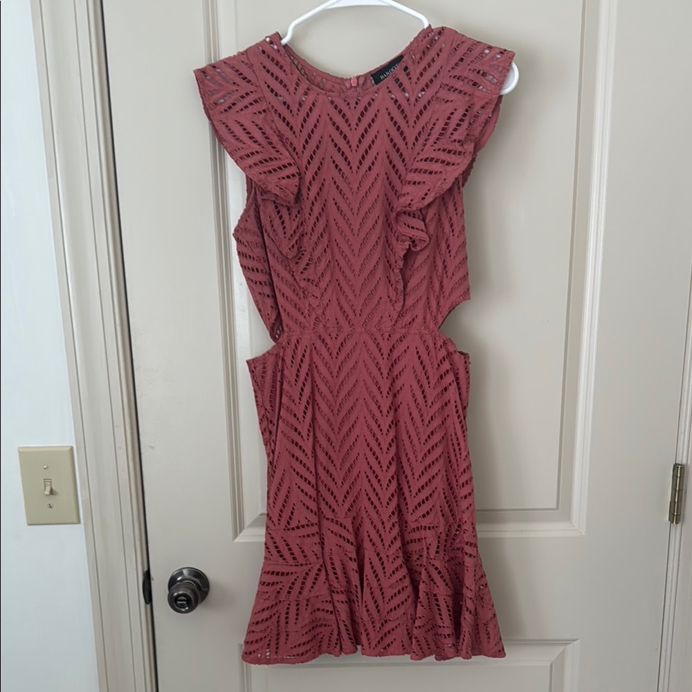 Bardot Pink Fit and Flutter Cut-Out Dress